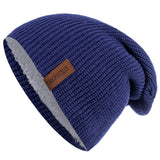 New Unisex Letter Beanie Hat Leisure Add Fur Lined Winter Hats For Men Women Keep Warm Knitted Hat Fashion Solid Ski Bonnet Cap - Livefree