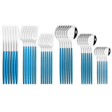 36Pcs White Gold Dinnerware Cutlery Set Knife Dessert Fork Coffee Spoon Flatware Stainless Steel Silverware Party Tableware Set - Livefree