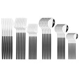 36Pcs White Gold Dinnerware Cutlery Set Knife Dessert Fork Coffee Spoon Flatware Stainless Steel Silverware Party Tableware Set - Livefree
