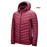 DARPHINKASA Men Winter Parka Coat Jacket Waterproof Hooded Hat Detachable Jacket Men Solid Color Ultra Light Women Parka Coat - Livefree
