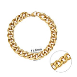 Jiayiqi 3-11 mm Men Chain Bracelet Stainless Steel Curb Cuban Link Chain Bangle for Male Women Hiphop Trendy Wrist Jewelry Gift - Livefree