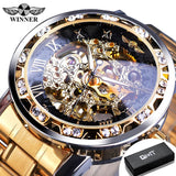 Winner Transparent Fashion Diamond Luminous Gear Movement Royal Design Men Top Brand Luxury Male Mechanical Skeleton Wrist Watch - Livefree