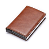 Customized Wallet 2022 Credit Card Holder Men Wallet RFID Aluminium Box Bank Card Holder Vintage Leather Wallet with Money Clips - Livefree