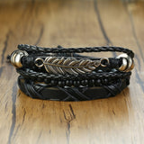 Vnox 4Pcs/ Set Braided Wrap Leather Bracelets for Men Vintage Life Tree Rudder Charm Wood Beads Ethnic Tribal Wristbands - Livefree