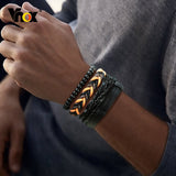 Vnox 4Pcs/ Set Braided Wrap Leather Bracelets for Men Vintage Life Tree Rudder Charm Wood Beads Ethnic Tribal Wristbands - Livefree