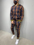 New Men Set Tracksuit Men Sportsuits Gentlemen Set Zipper jacket suit Long Sleeve stripe Coat+Pants Gyms Casual Sportswear Suit - Livefree