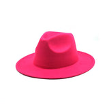 Autumn Winter Womens Felt Hat Fedoras Big Brim Hats For Women British Style Vintage Church Hats Lady Flat Brim White jazz cap - Livefree