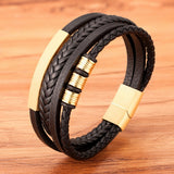 XQNI Fashion New Style Hand-woven Multi-layer Combination Accessory Stainless Steel Men's Leather Bracelet Classic Gift Big Sale - Livefree