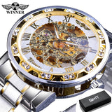Winner Transparent Fashion Diamond Luminous Gear Movement Royal Design Men Top Brand Luxury Male Mechanical Skeleton Wrist Watch - Livefree