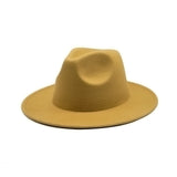 Autumn Winter Womens Felt Hat Fedoras Big Brim Hats For Women British Style Vintage Church Hats Lady Flat Brim White jazz cap - Livefree