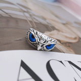 NEW Retro Cute Simple Design Owl Ring Multicolor Eyes Silver Color Men Women Engagement Wedding Rings Jewelry Gifts Resizable - Livefree