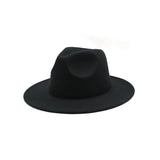 Autumn Winter Womens Felt Hat Fedoras Big Brim Hats For Women British Style Vintage Church Hats Lady Flat Brim White jazz cap - Livefree