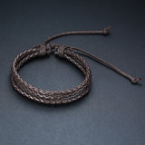 Vnox 4Pcs/ Set Braided Wrap Leather Bracelets for Men Vintage Life Tree Rudder Charm Wood Beads Ethnic Tribal Wristbands - Livefree