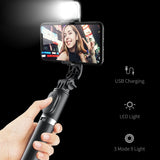 FANGTUOSI Wireless bluetooth selfie stick foldable mini tripod with fill light shutter remote control for IOS Android - Livefree