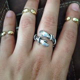 Gothic Hug Muscle Hands Rings For Women Men Adjustable Open Cuff Ring Party Wedding Couple Rings Vintage Jewelry Anillos Bague - Livefree