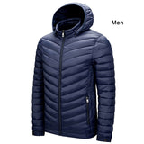 DARPHINKASA Men Winter Parka Coat Jacket Waterproof Hooded Hat Detachable Jacket Men Solid Color Ultra Light Women Parka Coat - Livefree