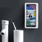 Home Wall Waterproof Mobile Phone Box Self-adhesive Holder Touch Screen Bathroom Phone Shell Shower Sealing Storage Box - Livefree