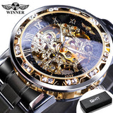 Winner Transparent Fashion Diamond Luminous Gear Movement Royal Design Men Top Brand Luxury Male Mechanical Skeleton Wrist Watch - Livefree