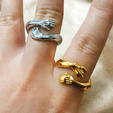 Gothic Hug Muscle Hands Rings For Women Men Adjustable Open Cuff Ring Party Wedding Couple Rings Vintage Jewelry Anillos Bague - Livefree