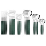 36Pcs White Gold Dinnerware Cutlery Set Knife Dessert Fork Coffee Spoon Flatware Stainless Steel Silverware Party Tableware Set - Livefree