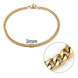 Jiayiqi 3-11 mm Men Chain Bracelet Stainless Steel Curb Cuban Link Chain Bangle for Male Women Hiphop Trendy Wrist Jewelry Gift - Livefree