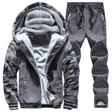 Winter Inner Fleece Hoodies Men New Casual Hooded Warm Sweatshirts Male Thicken Tracksuit 2PC Jacket+Pant Men Moleton Masculino - Livefree