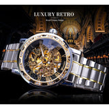 Winner Transparent Fashion Diamond Luminous Gear Movement Royal Design Men Top Brand Luxury Male Mechanical Skeleton Wrist Watch - Livefree