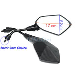 LMoDri 2Pcs/Pair Motorcycle Mirror Scooter E-Bike Rearview Mirrors Electrombile Back Side Convex Mirror 8mm 10mm Carbon Fiber - Livefree