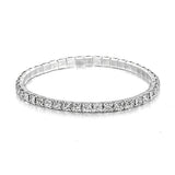 L003 CZ Crystal Bracelet Bangle Stretch Bling Single Row Rhinestones Bracelets For Women Elasticity Wedding Bridal Gift Jewelry - Livefree