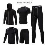 WorthWhile 5 Pcs/Set Men's Tracksuit Compression Sports Wear for Men Gym Fitness Exercise Workout Tights Running Jogging Suits - Livefree