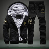 New Winter Tracksuits Men Set Thick Fleece Hoodies+Pants Suit Zipper Hooded Sweatshirt Sportswear Set Male Hoodie Sporting Suits - Livefree