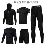 WorthWhile 5 Pcs/Set Men's Tracksuit Compression Sports Wear for Men Gym Fitness Exercise Workout Tights Running Jogging Suits - Livefree