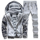 New Winter Tracksuits Men Set Thick Fleece Hoodies+Pants Suit Zipper Hooded Sweatshirt Sportswear Set Male Hoodie Sporting Suits - Livefree