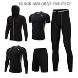WorthWhile 5 Pcs/Set Men's Tracksuit Compression Sports Wear for Men Gym Fitness Exercise Workout Tights Running Jogging Suits - Livefree