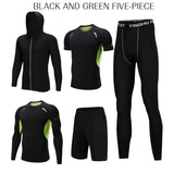 WorthWhile 5 Pcs/Set Men's Tracksuit Compression Sports Wear for Men Gym Fitness Exercise Workout Tights Running Jogging Suits - Livefree