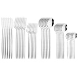 36Pcs White Gold Dinnerware Cutlery Set Knife Dessert Fork Coffee Spoon Flatware Stainless Steel Silverware Party Tableware Set - Livefree