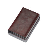 New Men women smart wallet Credit Bank card holder fashion purse Aluminum alloy Business Casual Mini wallet Brand PU Purse - Livefree