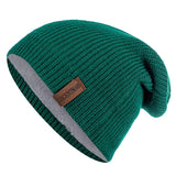 New Unisex Letter Beanie Hat Leisure Add Fur Lined Winter Hats For Men Women Keep Warm Knitted Hat Fashion Solid Ski Bonnet Cap - Livefree