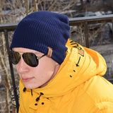 New Unisex Letter Beanie Hat Leisure Add Fur Lined Winter Hats For Men Women Keep Warm Knitted Hat Fashion Solid Ski Bonnet Cap - Livefree