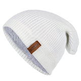 New Unisex Letter Beanie Hat Leisure Add Fur Lined Winter Hats For Men Women Keep Warm Knitted Hat Fashion Solid Ski Bonnet Cap - Livefree