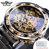 Winner Transparent Fashion Diamond Luminous Gear Movement Royal Design Men Top Brand Luxury Male Mechanical Skeleton Wrist Watch - Livefree