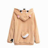 Harajuku Japanese Kawaii Hoodies Women Sweatshirts With Ears Cute Doge Muco Winter Plush Lovely Muco ! Anime Hooded Hoodie - Livefree