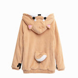 Harajuku Japanese Kawaii Hoodies Women Sweatshirts With Ears Cute Doge Muco Winter Plush Lovely Muco ! Anime Hooded Hoodie - Livefree