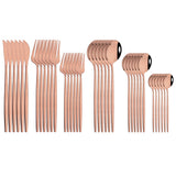 36Pcs White Gold Dinnerware Cutlery Set Knife Dessert Fork Coffee Spoon Flatware Stainless Steel Silverware Party Tableware Set - Livefree