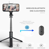 FANGTUOSI Wireless bluetooth selfie stick foldable mini tripod with fill light shutter remote control for IOS Android - Livefree
