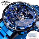 Winner Transparent Fashion Diamond Luminous Gear Movement Royal Design Men Top Brand Luxury Male Mechanical Skeleton Wrist Watch - Livefree