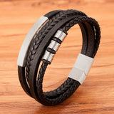 XQNI Fashion New Style Hand-woven Multi-layer Combination Accessory Stainless Steel Men's Leather Bracelet Classic Gift Big Sale - Livefree