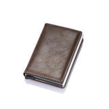 New Men women smart wallet Credit Bank card holder fashion purse Aluminum alloy Business Casual Mini wallet Brand PU Purse - Livefree