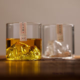 Japan 3D Mountain Whiskey Glass Glacier Old Fashioned Whisky Rock Glasses Whiskey-glass Wooden Gift Box Vodka Cup Wine Tumbler - Livefree