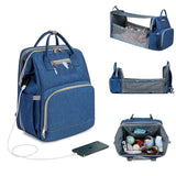 USB Diaper Bags Backpack Foldable Sunscreen Baby Bed Crib Bag Large Capacity Insulation Nursing Stroller Bag With Changing Mat - Livefree